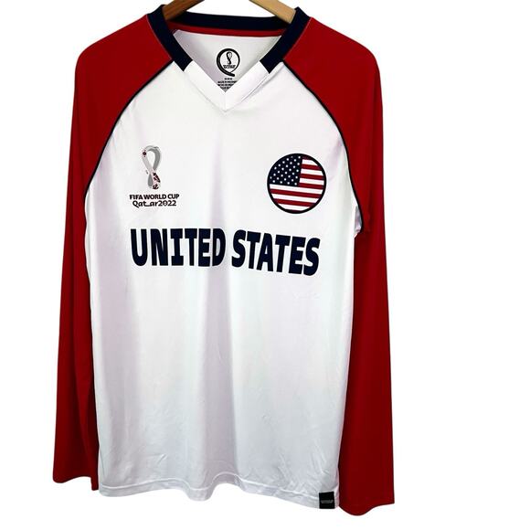 Team USA Jersey FIFA World Cup Qatar 2022 Soccer Long Sleeve Men's Medium - Picture 1 of 10